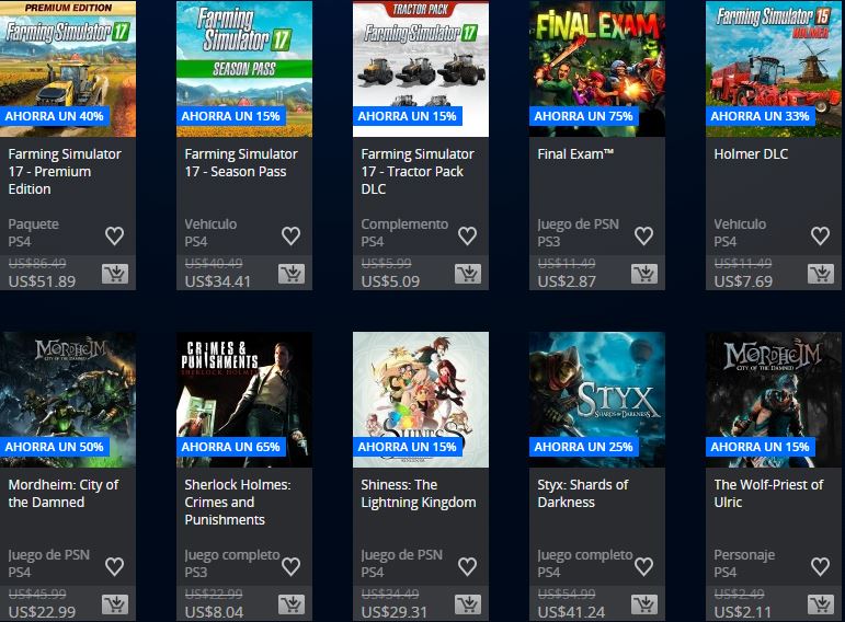 PlayStation Store Chile – Promoción Square Enix & Focus home publisher